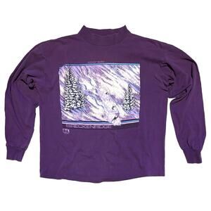 VTG 80s Breckenridge CO Ski Long Sleeve Shirt Glitter Size XL USA Single Stitch